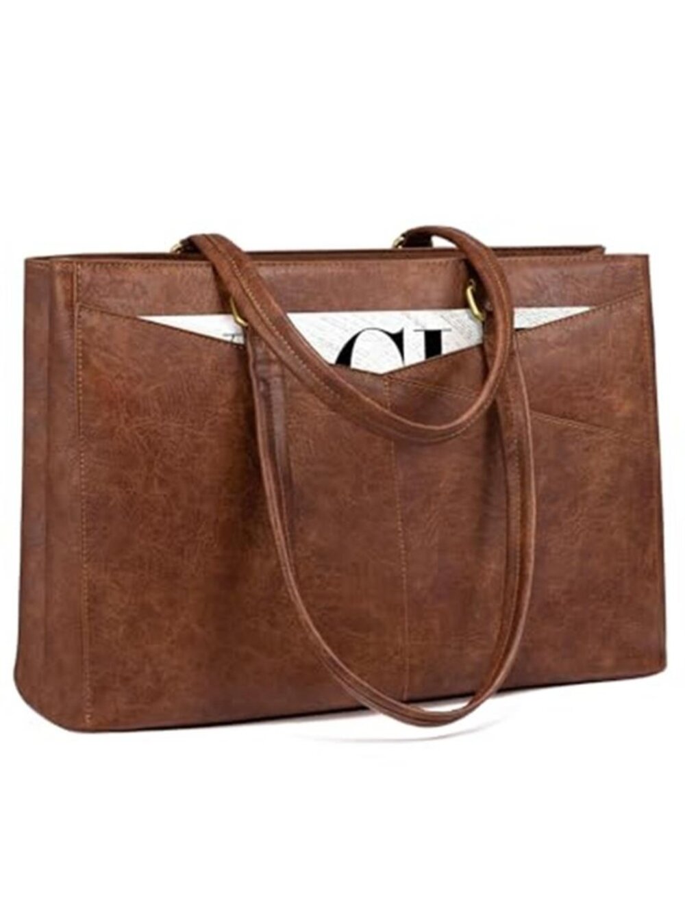 Womens Laptop Tote Bag PU Leather Work Bag Computer Shoulder Handbag Office